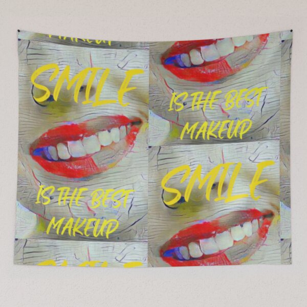 Item preview, Smile is the best make up with yellow slim wording shown teeth designed and sold by Bekindtome.