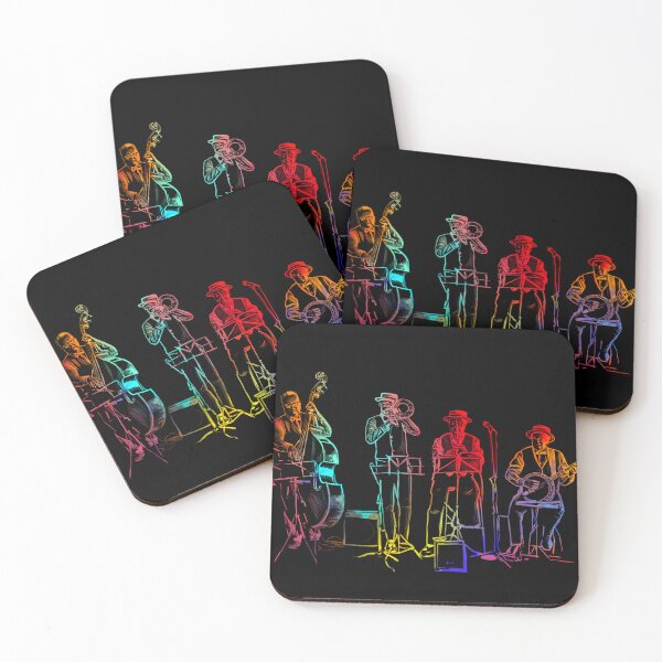 Artikelvorschau, Bunter Jazzmen-Sgraffito-Stil entworfen und verkauft von Elizabeth-Banks.