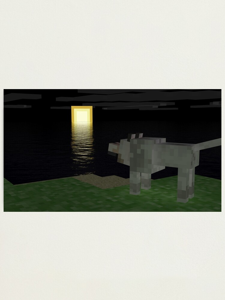 Lámina fotográfica «Un lobo que mira la luna - Minecraft» de creeper128 |  Redbubble