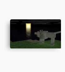 A wolf who's looking the Moon - Minecraft Canvas Print