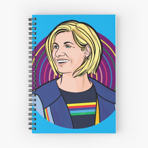 Aperçu de l'œuvre Jodie Whittaker illustration rétro arc-en-ciel créée et vendue par badgewolf.