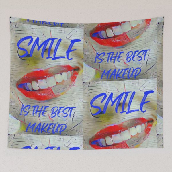 Item preview, make up with a smile,Smile is the best make up with blue slim wording shown teeth designed and sold by Bekindtome.