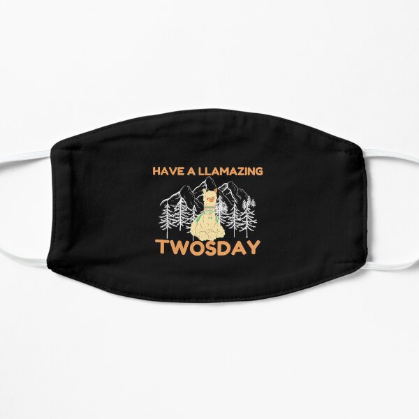 Llamazing Twosday Llama Twos Day 2022 Teacher Kids Flat Mask