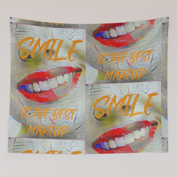 Item preview, Smile is the best make up with orange slim wording shown teeth designed and sold by Bekindtome.