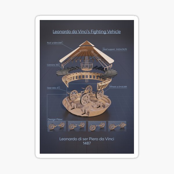 Leonardo Da Vinci's Tank Exploded View Sticker