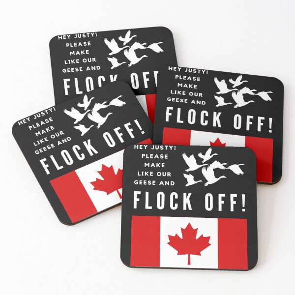 Item preview, Copy of Hey Justy! Please Make Like Our Geese And Flock Off! White Text designed and sold by TWMBDesigns.