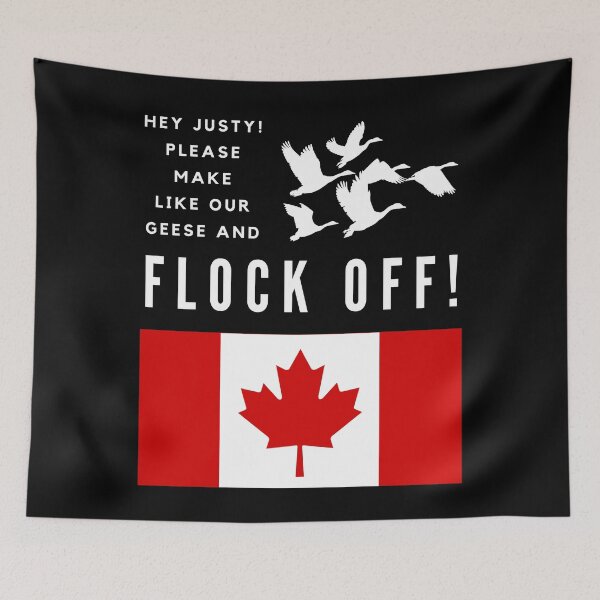 Item preview, Copy of Hey Justy! Please Make Like Our Geese And Flock Off! White Text designed and sold by TWMBDesigns.