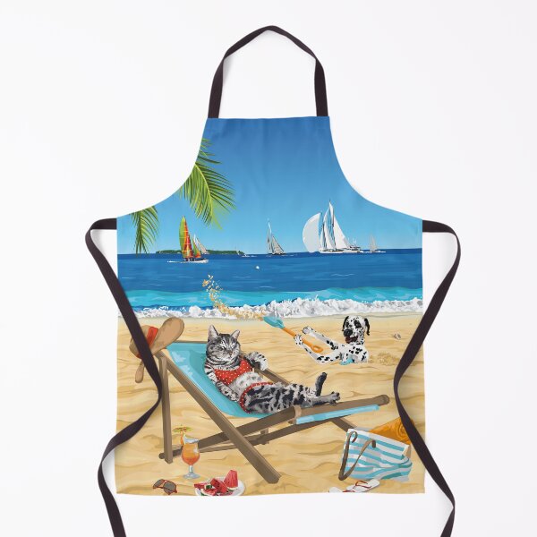 Item preview, Dreaming of Bliss- Dotty Dog and Kitty on Tropical Beach designed and sold by Annalisa-Jones.