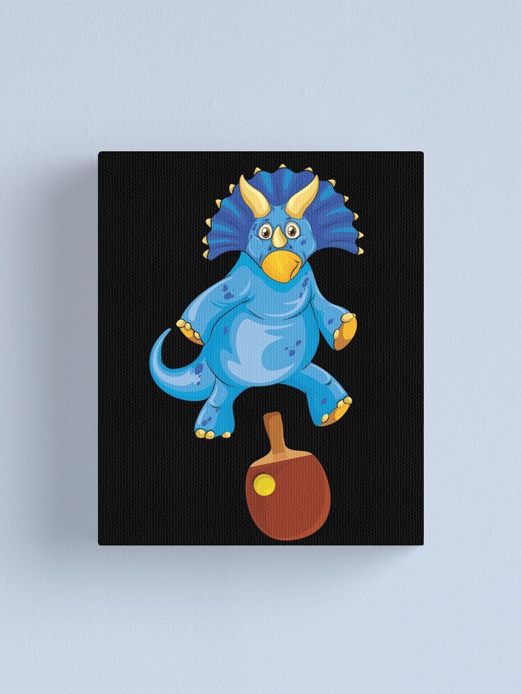 Thumbnail 1 of 3, Canvas Print, Dinosaur Playing Table Tennis ,Funny Good Dinosaur Table Tennis Lovers Blue Design designed and sold by pedrored369.