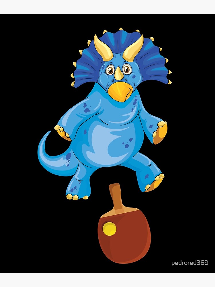 Thumbnail 3 of 3, Canvas Print, Dinosaur Playing Table Tennis ,Funny Good Dinosaur Table Tennis Lovers Blue Design designed and sold by pedrored369.