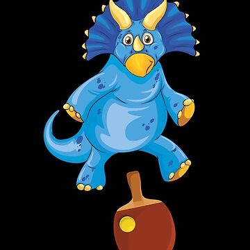 Artwork thumbnail, Dinosaur Playing Table Tennis ,Funny Good Dinosaur Table Tennis Lovers Blue Design by pedrored369