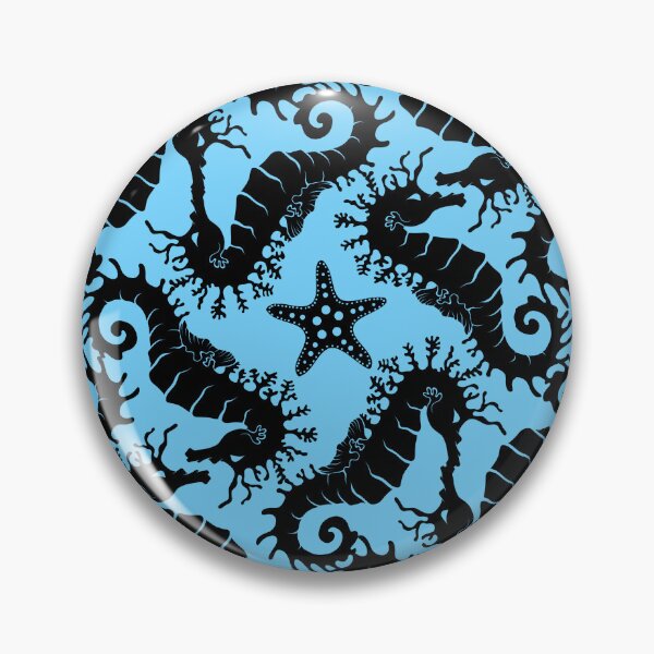Item preview, Black Seahorses on Blue Background - Repeating Pattern - Seahorse designed and sold by TMBTM.