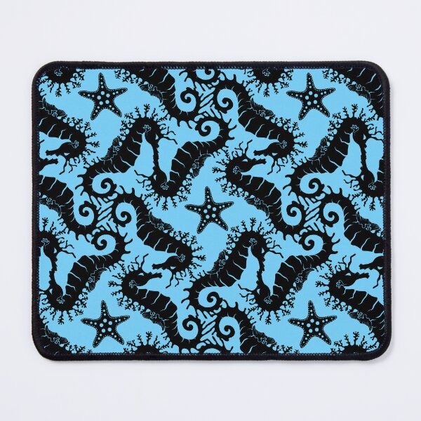 Item preview, Black Seahorses on Blue Background - Repeating Pattern - Seahorse designed and sold by TMBTM.