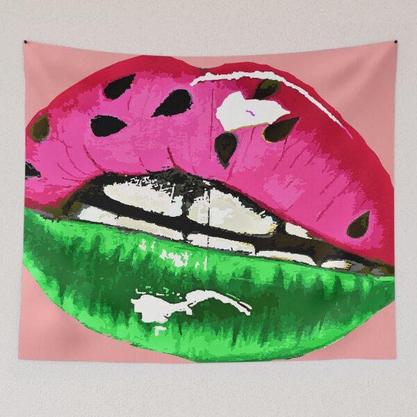 Item preview, vegan water melon lips with green top red pulp  black seeds   designed and sold by XXgooddeedXX.