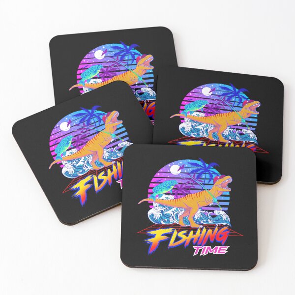 Item preview, T-Rex Fishing Time Retrowave designed and sold by Lidra Zehcnas.
