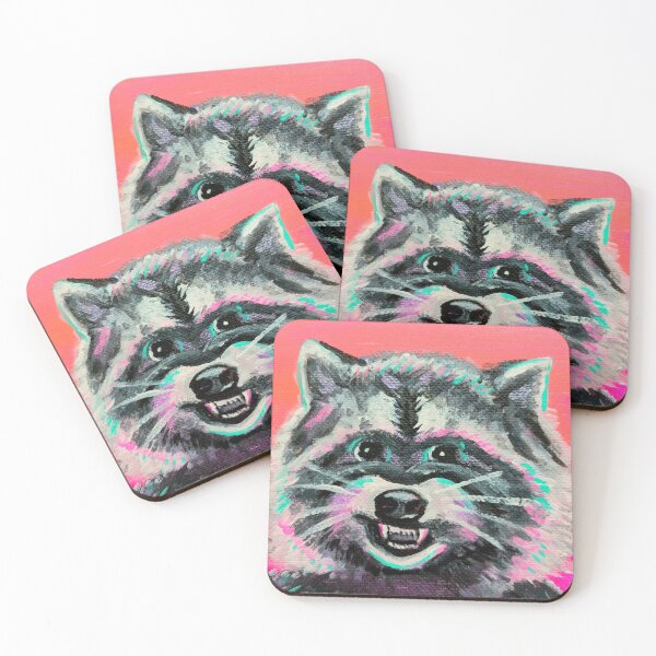 Item preview, Neon Raccoon Painting Original Art designed and sold by Intergalactic Unicorn: Art by Anna Schmidt.