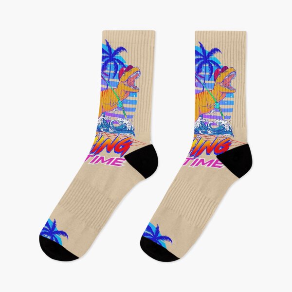 Item preview, T-Rex Fishing Time Retrowave designed and sold by Lidra Zehcnas.