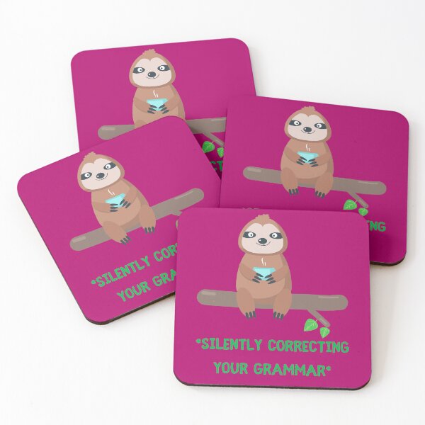 Item preview, Silently Correcting Your Grammar Sloth Drinking Tea In Purple designed and sold by LuckyKermit.
