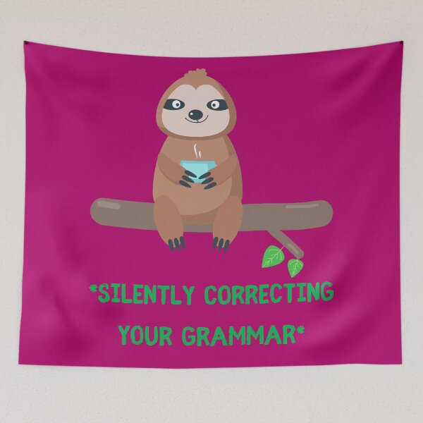 Item preview, Silently Correcting Your Grammar Sloth Drinking Tea In Purple designed and sold by LuckyKermit.