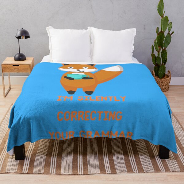 Item preview, I'm Silently Correcting Your Grammar Fox Drinking Tea In Blue designed and sold by LuckyKermit.
