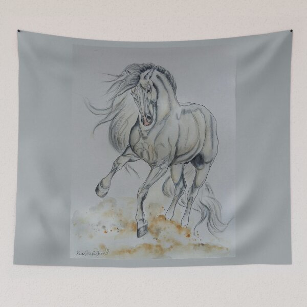 Item preview, White andalusian horse playing designed and sold by horseaddicted.