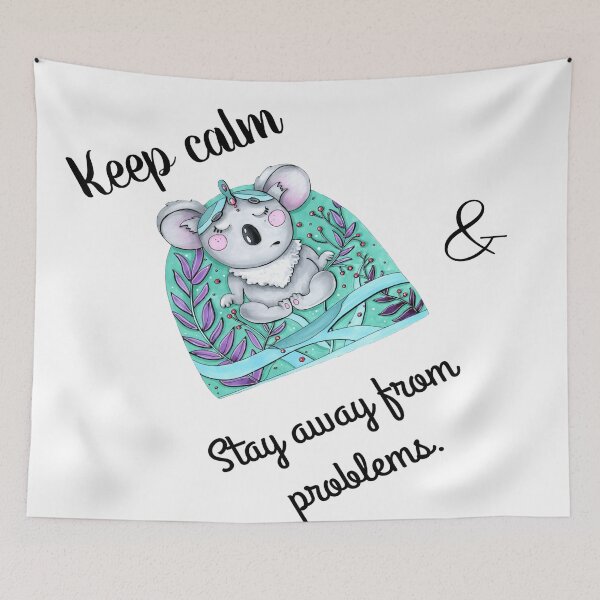 Item preview, Keep calm and stay away from problems with cute koala meditating.  designed and sold by atktdesigns.