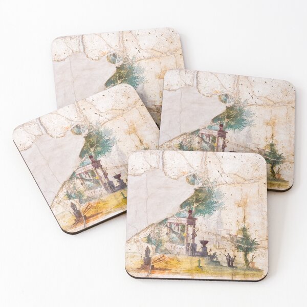 Item preview, Pompeian fresco with idyllic landscape from the Villa of Posthumous Agrippa at Boscotrecase designed and sold by likiska.