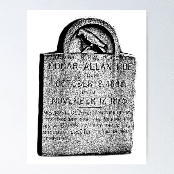 Item preview, Edgar Allan Poe Tombstone. Creepy Halloween Digital Engraving Image designed and sold by Digital Eclectica.