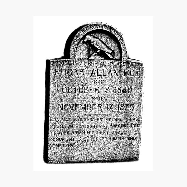 Item preview, Edgar Allan Poe Tombstone. Creepy Halloween Digital Engraving Image designed and sold by Digital Eclectica.