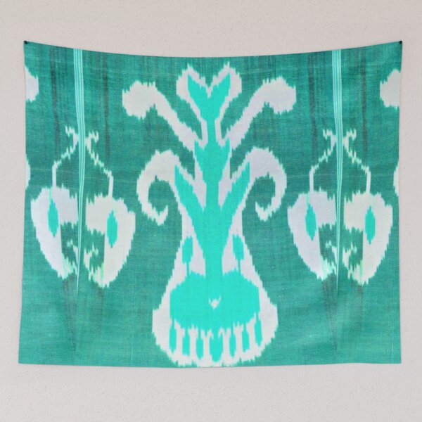 Item preview, Uzbek ikat tulip flower pattern designed and sold by LeFabriqueOuz.