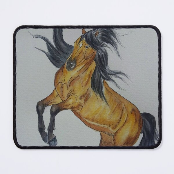 Item preview, Bucksin rearing horse illustration designed and sold by horseaddicted.