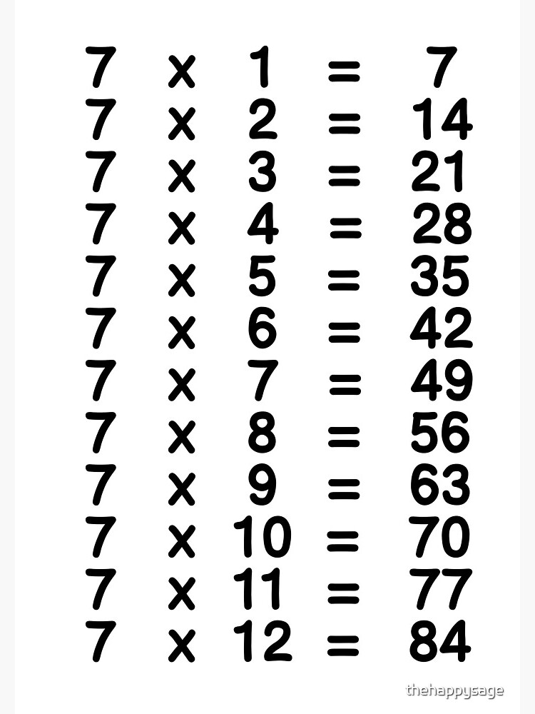 7 X Table Seven Times Table Chart Learn Multiplicatio - vrogue.co