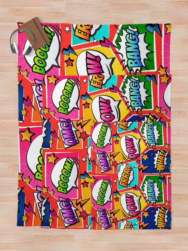 Thumbnail 5 of 6, Throw Blanket, Comic Pop Red designed and sold by RaelRayas.