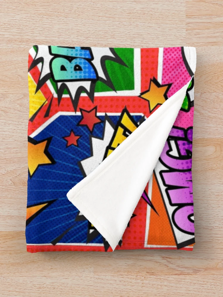 Thumbnail 3 of 6, Throw Blanket, Comic Pop Red designed and sold by RaelRayas.