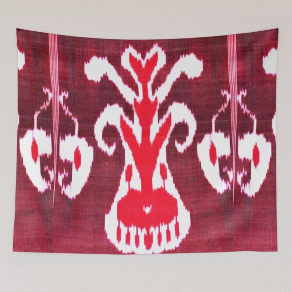 Item preview, Uzbek ikat tulip flower pattern designed and sold by LeFabriqueOuz.