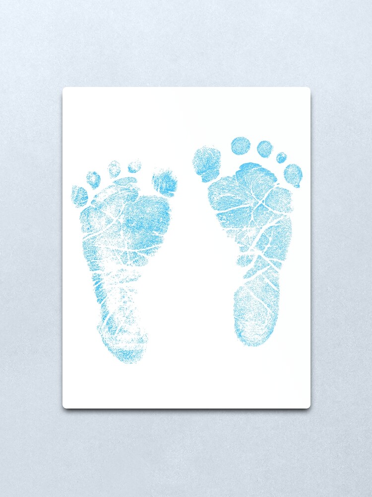 Impression Metallique Empreintes De Bebe Bleu Adorables Pieds De Bebe Parfaits Pour Un Nouveau Bebe Par Digitaleclectic Redbubble