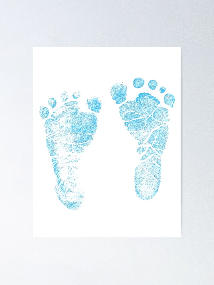 Poster Empreintes De Bebe Bleu Adorables Pieds De Bebe Parfaits Pour Un Nouveau Bebe Par Digitaleclectic Redbubble