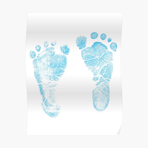 Poster Empreintes De Bebe Bleu Adorables Pieds De Bebe Parfaits Pour Un Nouveau Bebe Par Digitaleclectic Redbubble