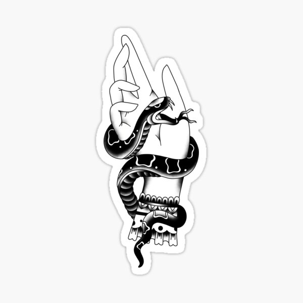 "hand and snake" Sticker by despresso Redbubble