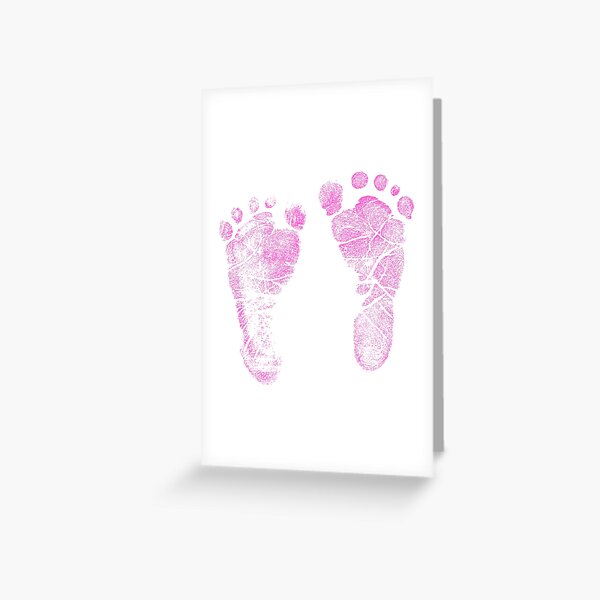 Pink Baby Footprints. Adorable Baby Feet Perfect For New Baby Girl Greeting Card