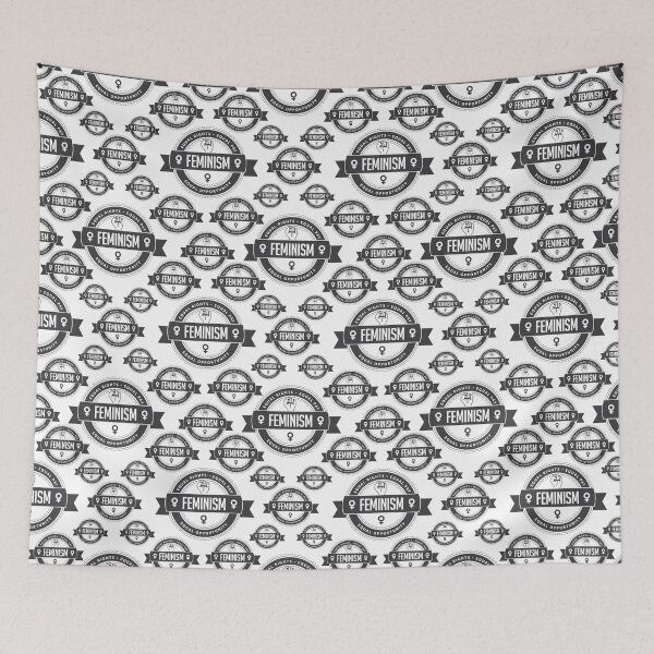 Item preview, Raised fist icon badge of feminism in chic gray seamless pattern. designed and sold by La Cartoonista.