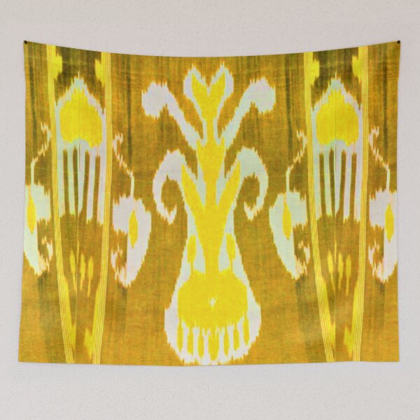 Item preview, Uzbek ikat tulip flower pattern designed and sold by LeFabriqueOuz.