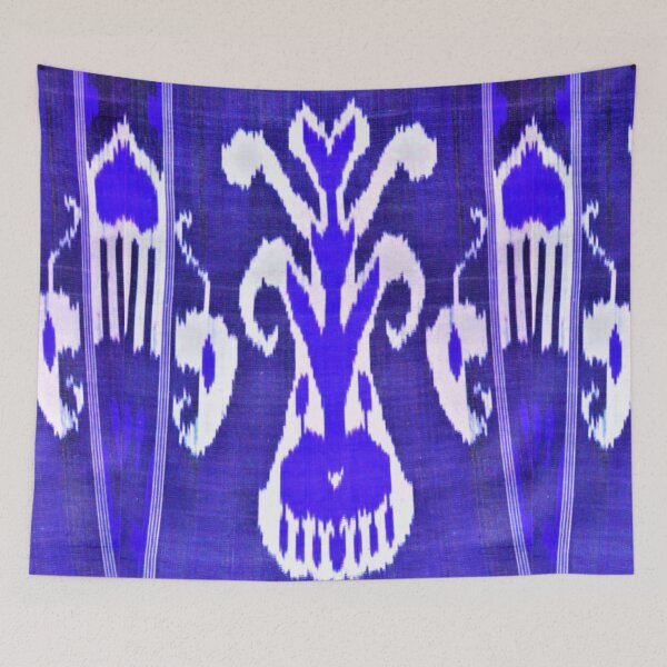 Item preview, Uzbek ikat tulip flower pattern designed and sold by LeFabriqueOuz.