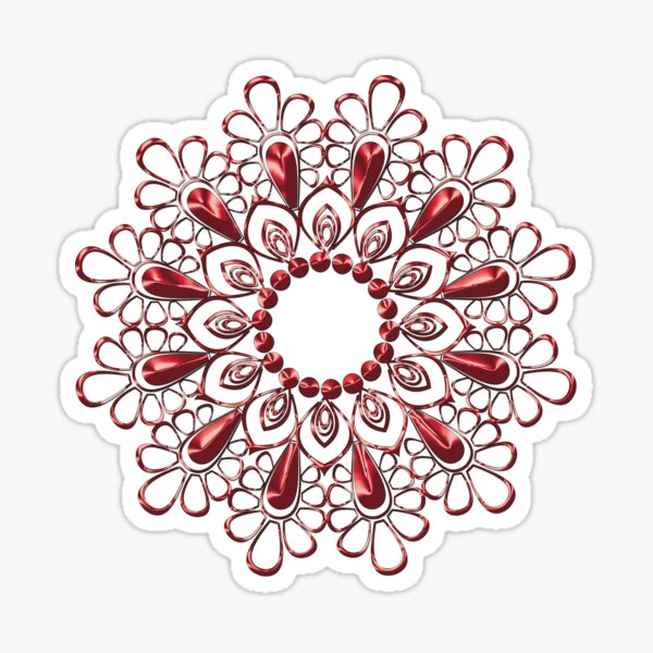 Flower Mandala Jewelry | Red Metallic Design