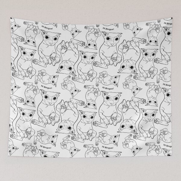 Item preview, Hi Bingus Cat Repeating lineart pattern designed and sold by emwheezie.