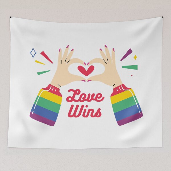 Item preview, Love Wins Pride Flag Finger Heart designed and sold by StickerbashCo.