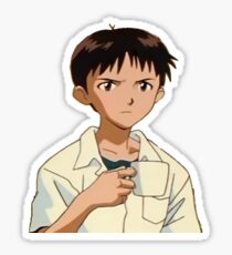 shinji holding a mug Sticker