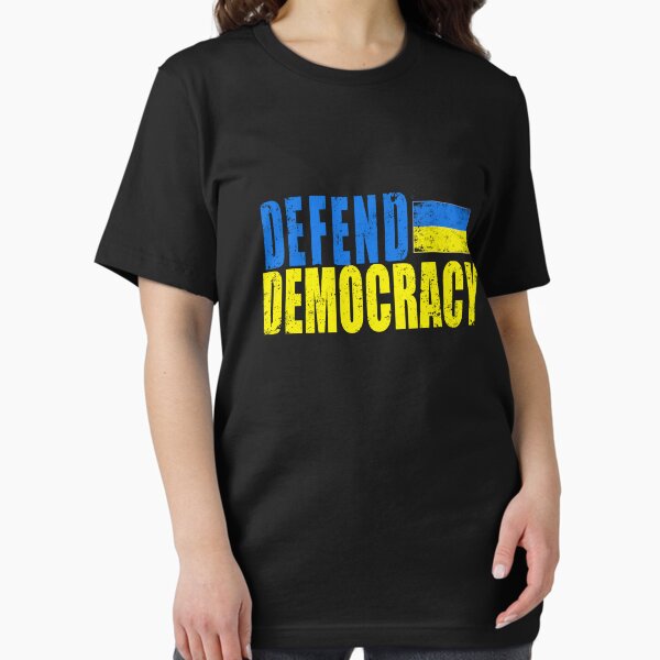 Item preview,  DEFEND DEMOCRACY with UKRAINIAN FLAG DISTRESSED designed and sold by LoveAndDefiance.
