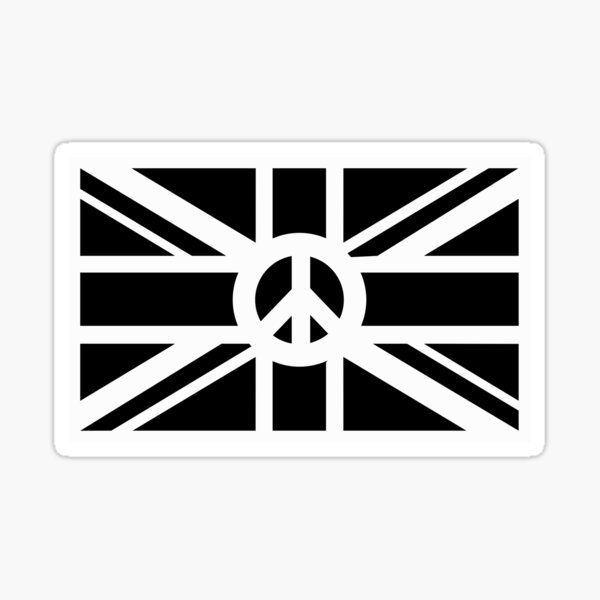 Black/White Union Flag With Peace Symbol Sticker