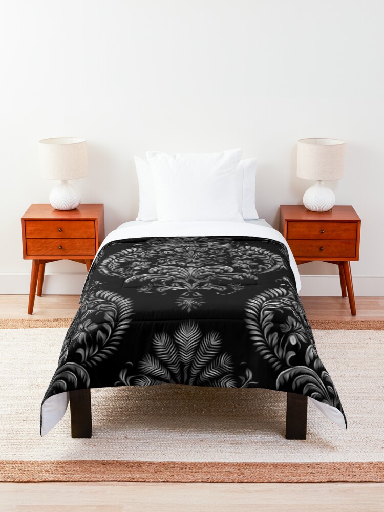 Alternate view of Vintage Pattern Black and White Comforter